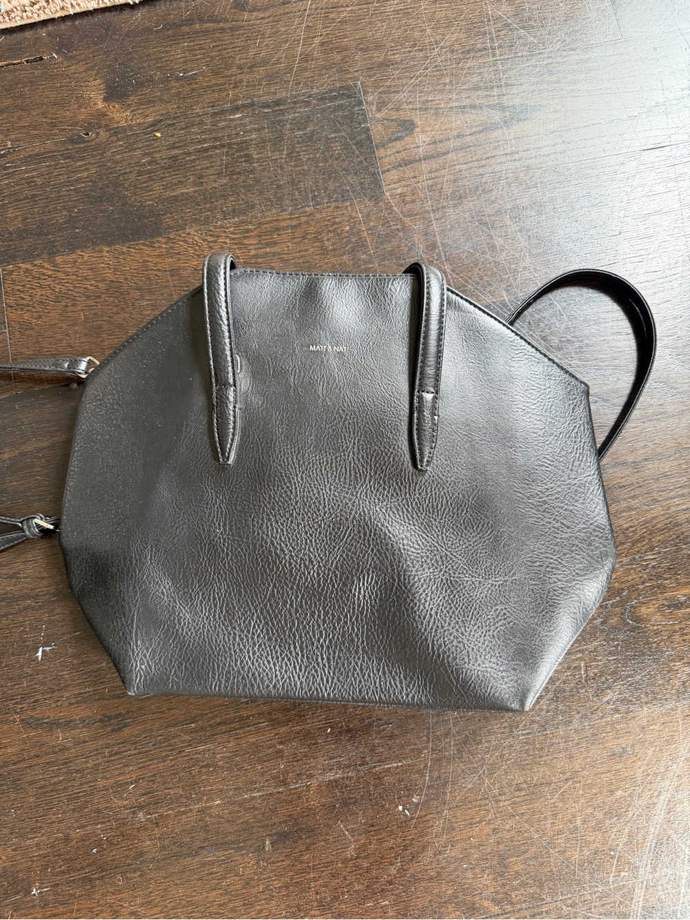 Matt & Nat Black Faux-Leather Structured Shoulder Bag